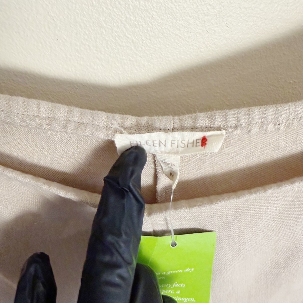 Eileen Fisher Pants Womens M Beige 100% Linen Wide Leg Side Zip Casual Trousers - Picture 6 of 8